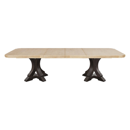 Corsica Dark Rectangle Pedestal Dining Table (Dark Base/Light Top)