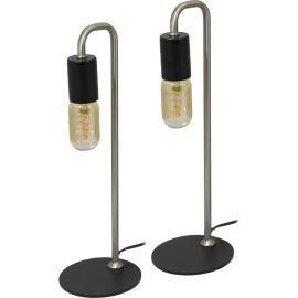 York Twin Pack Table Lamps - Blk/Br.Chrome